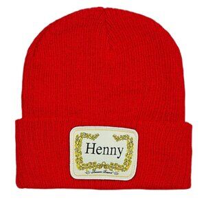 HENNY Ribbed knit Beanie  - RED
